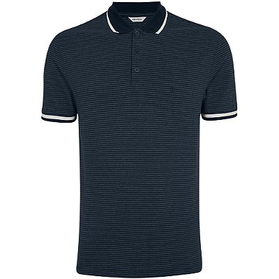 Camisa Polo Individual Listrada Slim In24 Marinho Masculino