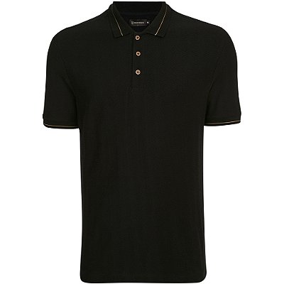 Camisa Polo Individual Jacquard Slim In24 Preto Masculino