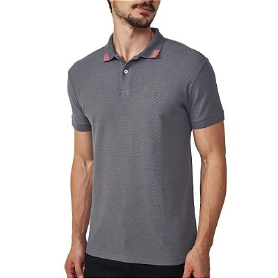 Camisa Polo Colcci Detail Pr25 Cinza Fuligem Masculino