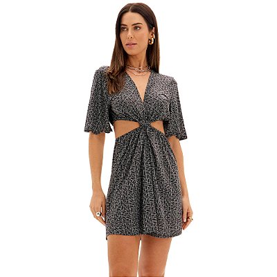 Vestido Easy Lança Perfume Decote V Pr25 Cinza Feminino
