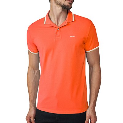 Camisa Polo Colcci 3 Lines Pr25 Laranja Purpurina Masculino