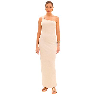 Vestido Canelado Lança Perfume Mid Pr25 Off White Feminino