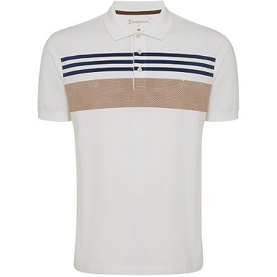 Camisa Polo Individual Listras In24 Off White Masculino