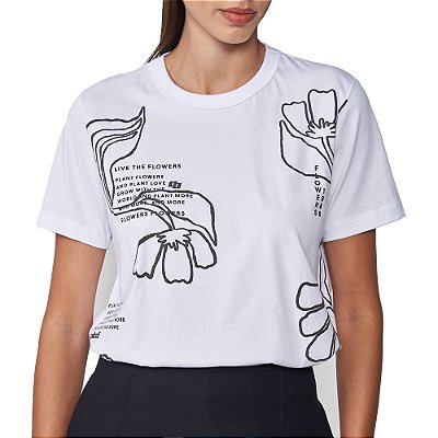 Camiseta Colcci Flower Pr25 Branco Feminino
