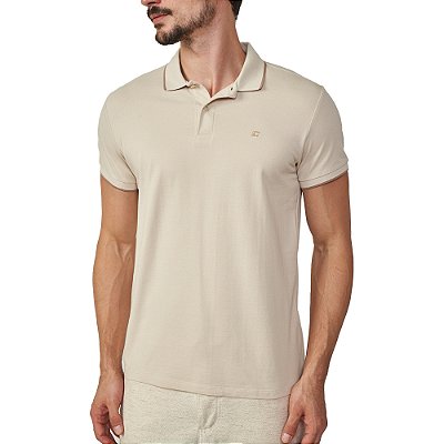 Camisa Polo Colcci Logo Line Pr25 Bege Taupe Masculino