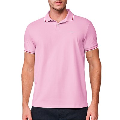 Camisa Polo Colcci 2 Lines Pr25 Rosa Elle Masculino