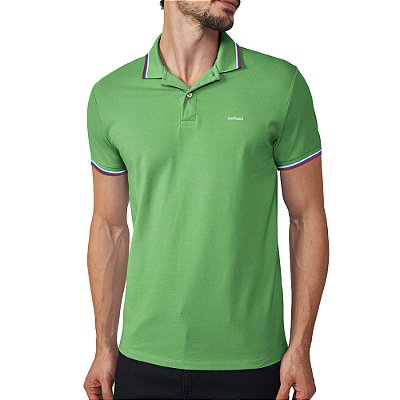 Camisa Polo Colcci 3 Lines Pr25 Verde Dille Masculino