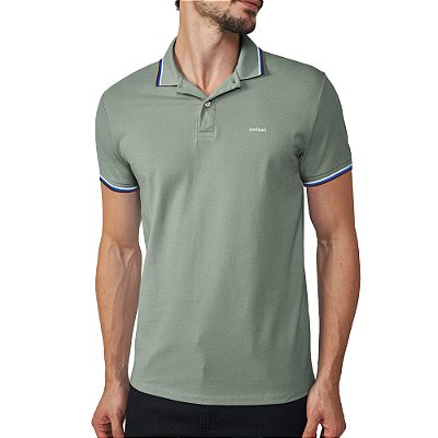 Camisa Polo Colcci 3 Lines Pr25 Verde Sea Cliff Masculino