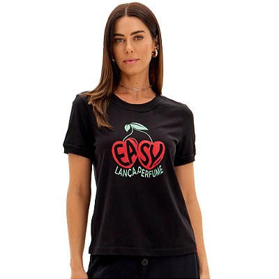 Camiseta Easy Lança Perfume Manga Curta Pr25 Preto Feminino