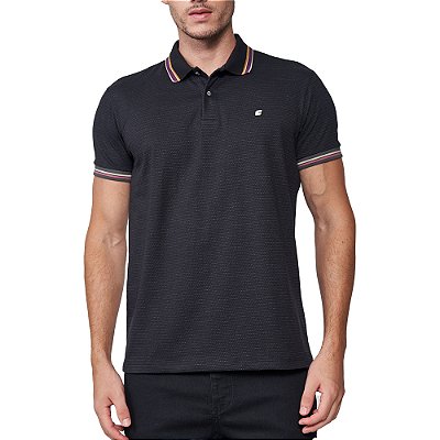 Camisa Polo Colcci Stripes Pr25 Preto Masculino