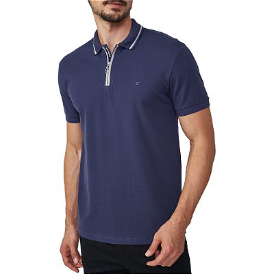 Camisa Polo Colcci Zip Pr25 Azul Darkness Masculino