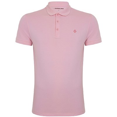 Camisa Polo Dudalina Essentials In24 Rosa Claro Masculino