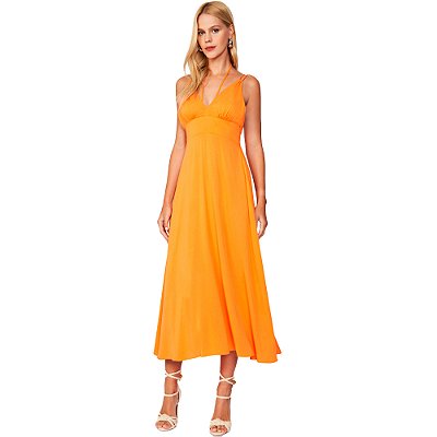 Vestido Acostamento Fashion Sun Pr25 Laranja Feminino