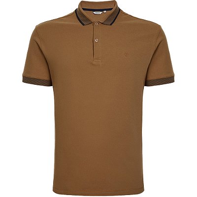 Camisa Polo Dudalina Mini Stripes In24 Marrom Masculino