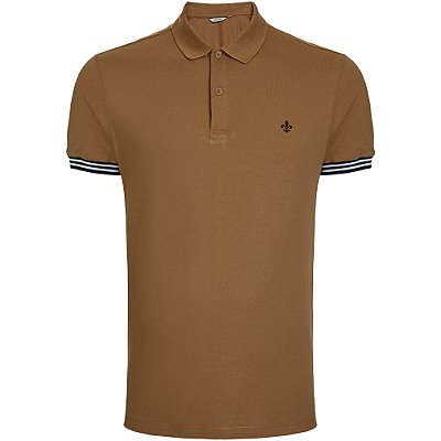 Camisa Polo Dudalina Punhos In24 Marrom Claro Masculino
