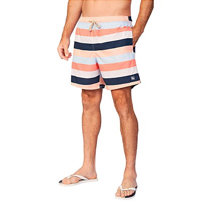 Shorts Acostamento Elastano Listrado Ve25 Laranja Masculino
