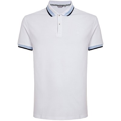 Camisa Polo Dudalina Piquet Friso Ve25 Off White Masculino