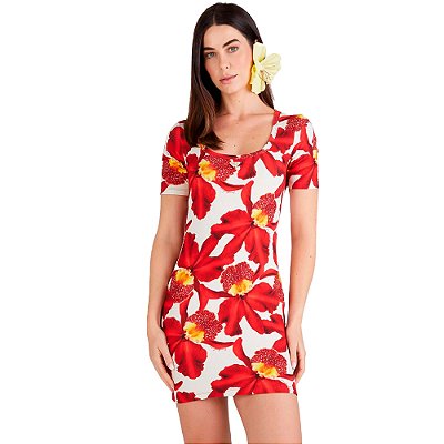 Vestido Curto Lança Perfume Canelado Ve25 Vermelho Feminino