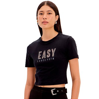 Camiseta Easy Lança Perfume Baby Look Ve25 Preto Feminino