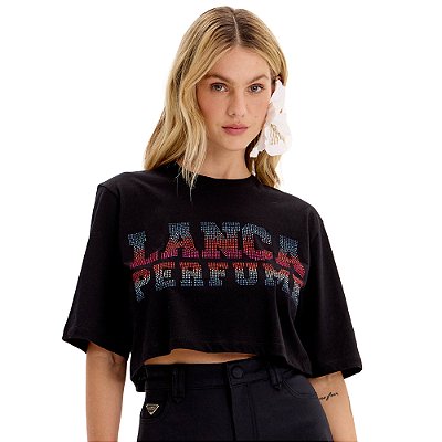 Camiseta Cropped Lança Perfume Ve25 Preto Feminino