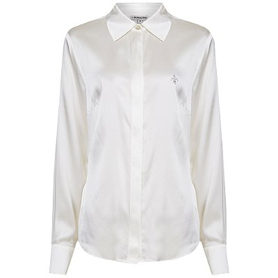 Camisa Dudalina Slim Seda Ve23 Off White Feminino