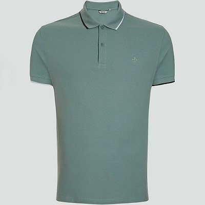 Camisa Polo Dudalina Jacquard Bicolor In24 Verde Masculino
