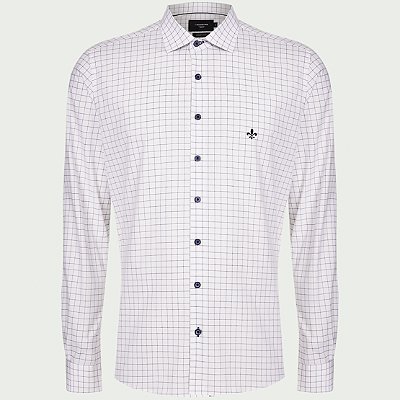 Camisa Slim Dudalina Xadrez Stretch Ve25 Branco Masculino