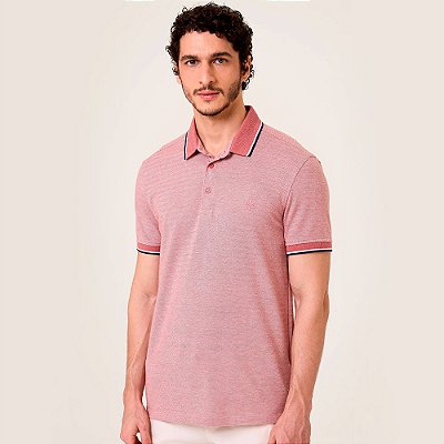 Camisa Polo Dudalina Jacquard Texture Ve25 Rosa Masculino