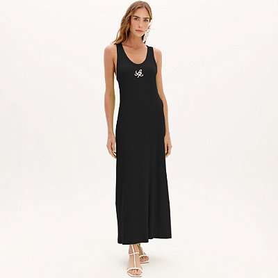 Vestido Super Mid Lança Perfume Canelado Ve25 Preto Feminino