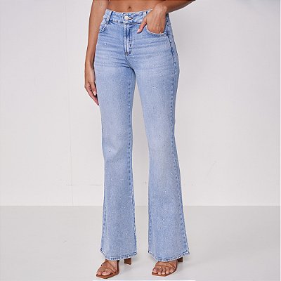 Calça Jeans Colcci Flare Aplicação Pr25 Azul Indigo Feminino