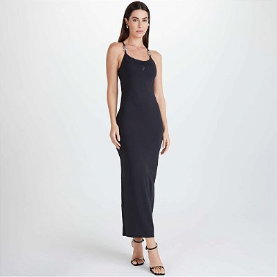 Vestido Mid Easy Lança Perfume Amarração Ve25 Preto Feminino