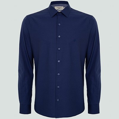 Camisa Slim Dudalina Tricoline Lisa Ve25 Marinho Masculino