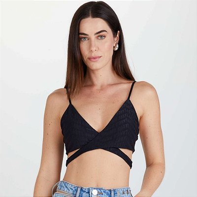 Top Easy Lança Perfume Cruzado Ve25 Preto Feminino