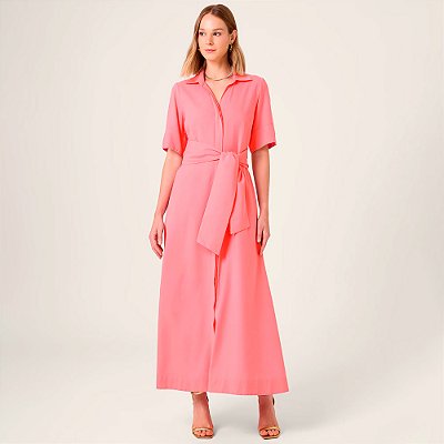 Vestido Dudalina Chemise Faixa Ve23 Rosa Feminino