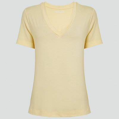 Blusa Dudalina Decote V New Esstenials Ve23 Amarelo Feminino