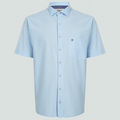 Camisa Dudalina Comfort Tricoline Lisa Ve25 Azul Masculino