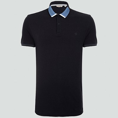 Camisa Polo Dudalina Piquet Jacquard Ve25 Marinho Masculino