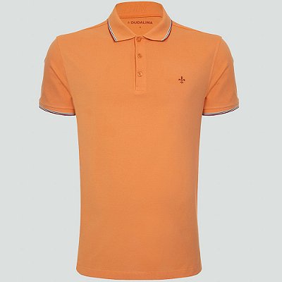 Camisa Polo Dudalina Frisos Degradê Ve25 Laranja Masculino