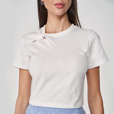 Camiseta Colcci Detail Ve25 Off White Feminino