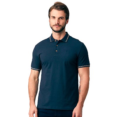 Camisa Polo Individual Piquet Duplo Ve25 Marinho Masculino