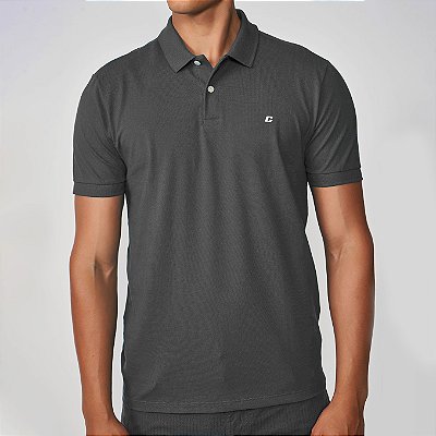 Camisa Polo Colcci Logo Ve25 Cinza Fuligem Masculino