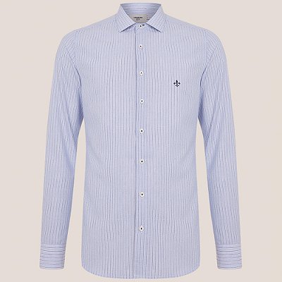 Camisa Dudalina Milano Listrada Ou25 Azul Masculino