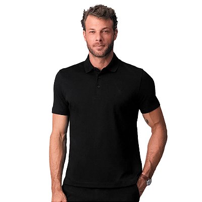 Camisa Polo Individual Pima Basic Slim Ou25 Preto Masculino