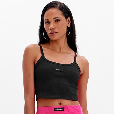 Top Cropped Easy Lança Perfume De Alça Ou25 Preto Feminino