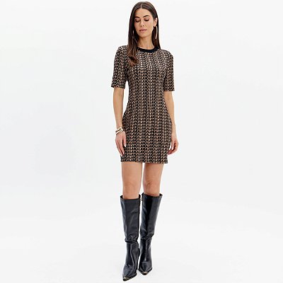 Vestido Curto Lança Perfume Signature Ou25 Marrom Feminino