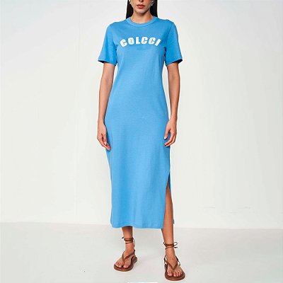 Vestido Midi Colcci Tshirt Ou25 Azul Feminino
