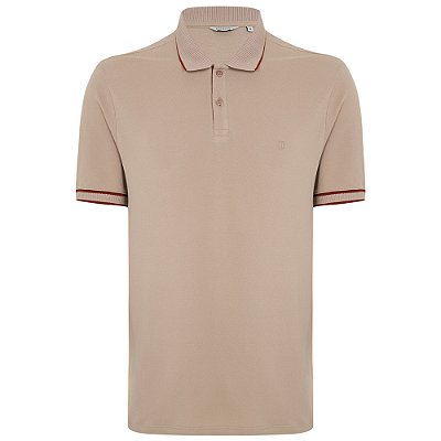 Camisa Polo Individual Piquet Friso Ou25 Bege Masculino