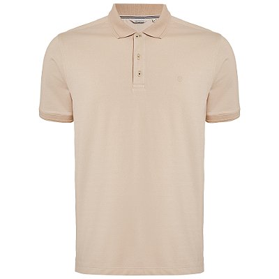 Camisa Polo Individual Maquinetada Ou25 Bege Masculino