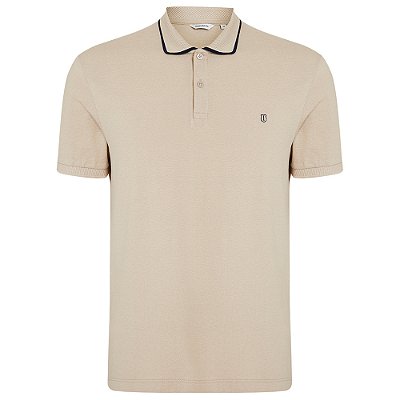 Camisa Polo Individual Piquet Listra Ou25 Bege Masculino