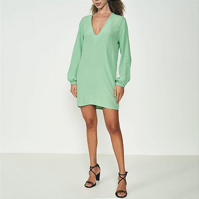 Vestido Curto Colcci Confort Manga Longa Ou25 Verde Feminino